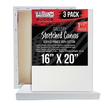 U.S. Art Supply 10.2 x 15.2cm(4 x 6인치) 갤러리 깊이 3.8cm(1-1/2인치) 프로파일 스트레치 캔버스 5팩 - 355ml(12온스) 아크릴 젯소, 16 x 20