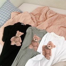 테디 오버핏 반팔티 견주옷 남녀공용 강아지커플룩 강아지옷 개플룩 애견의류 구름이와캐롯, 화이트