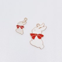 레드리본 토끼키링(사이즈2) 금속키링 키링제작 비즈공예 자동차키링 에어팟키링 앨리스키링