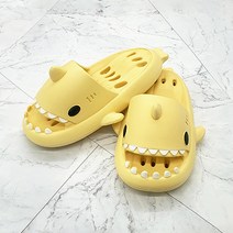 다매다매 층간 소음 4cm 상어 슬리퍼 푹신한 EVA 물빠짐 미끄럼 방지 욕실화, 1개, 옐로우