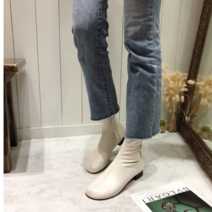 바이린 둥근코 가죽스판 플랫 앵글부츠 2.5cm 230~255size