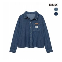 BNX 여성 포켓 패치 데님 셔츠