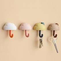 3SET 다용도 구름우산 벽걸이 후크 현관문 열쇠 마스크 모자 접착식 고리, 3P_옐로우블루, 3개