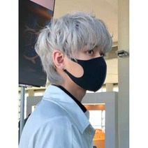 남자통가발 전체가발 울프컷 애쉬그레이 패션가발, 1개