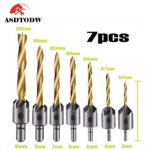 ASDTODW 육각생크 스텝드릴 목공 되감기 드릴 세트 목마개 칼몰이 드릴, 7PCS