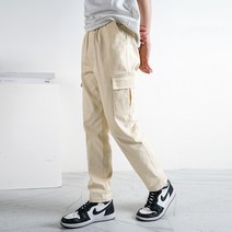 남성용 데일리 일자핏 카고 밴딩 팬츠