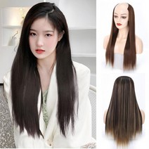 앞머리없는 가발 롱 오픈 반 긴 생머리 붙임머리 U자 부분 숱 숱많은, 09.골드베이지16