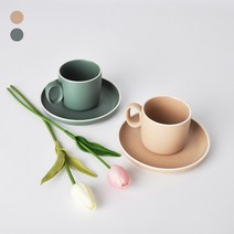 리빙메드 비아심플머그컵 소서세트 물잔 우유컵 데일리잔 2색, 컵&소서세트, 핑크