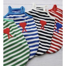 강아지옷 깔끔한 골지 하트 뿅뿅 나시티 면 4 COLOR S-XL, 블랙