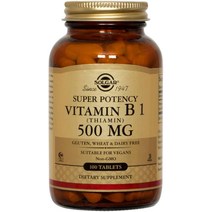 솔가 슈퍼 포텐시 비타민 B1 (티아민) 500mg 타블렛 비건, 100개입, 1개