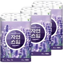 더 도톰한 자연쓰임 무형광 라벤더 화장지 30m 30롤 총 3팩 90롤