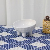 댕댕냥냥 애완 동물 고양이 그릇 세라믹 짧은 발 보호 경추 비스듬한 입 먹이 개 음식 안티 노크 새끼 용품650264848712, 하얀색_즐겨 찾기 플러스 구매 우선 배송