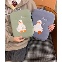궁금한 오리 태블릿 아이패드/갤럭시탭 파우치 노트북 파우치, 15인치, 블루