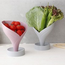 물빠짐 과일 야채 그릇 접시 스탠드 깔때기 주방 인테리어 소품 디자인 아이디어 상품, 그레이