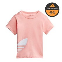 아디다스 키즈 85cm-95cm 유아 로고 핑크 반팔티셔츠-FM5608