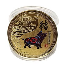 외국동전 희귀주화 수집 금화 컬렉션 기념 선물 12 조디악 금 도금 소장용 동전 행운을 위한 풍수 호랑이 드래곤 토끼 말 동물 새해, [36] style 3 pig