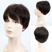 남성 엠자가발 남자커트가발 m자커버 정수리 앞머리 부분가발 WEILAI 남자 합성 가발 짧은 갈색 머리, 한개옵션1, 04 2M33