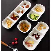 화이트 간장그릇 2구 3절 4칸 나눔접시 칸칸 초장기 반찬 나눔그릇, 4절