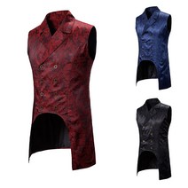 남성 정장조끼 Men Victorian Suit Vest Double Breasted Lapel Steampunk Vest Man Gothic Jacquard Brocade Ves