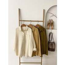 허니제이 / 노멜리 피치 카라 박시핏 롱 긴팔 셔츠(6color)