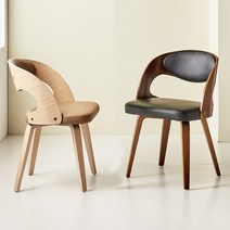 피카소 올리비아체어1+1 카페의자 2p 원목 식탁의자 인테리어 곡목 목재 가죽쿠션, 올리비아체어-내츄럴+월넛