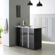 리빙스퀘어 1200 수납형 홈바 아일랜드 식탁 YD088C, 블랙