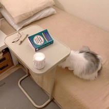 CHAMON 각도조절 가능한 거실용 침실용 소파 사이드 테이블, 아이보리 사이드테이블