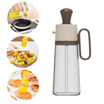 실리쿡 오일병 유리 기름 병 550ml간장병 식초병 액체 양념병 3-in-1 다기능 병, 갈색Brown