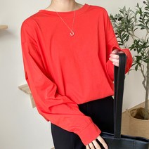 아모르데이 여성용 루즈핏 라운드넥 면 티셔츠