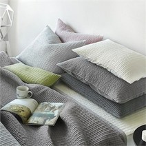 쁘리엘르 마일드 피그먼트 아사 누비 베개커버 50x70, 차콜/웜그레이