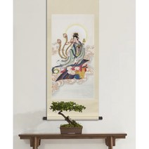 선녀 탱화 족자 두루말이 걸이 종교 법당 불당 장식 선물 그림, 족자62x150cm 그림50x100cm