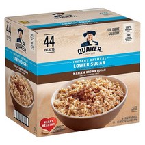 Quaker 퀘이커 인스턴트 오트밀 50% 로우 슈가 34g x 44팩 메이플 브라운 귀리 시리얼