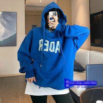 트렌디한 날염 자모 루즈한 후드 맨투맨 테이프 후드 남녀 가을 겨울 스웨터