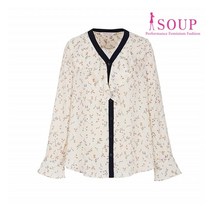 숲 SOUP 배색 플라워 프릴 블라우스(SW9LSCM)