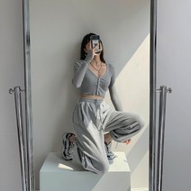 [랜덤플레이] 여성 스트링 와이드 조거 팬츠
