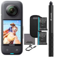 인스타360 X3 72MP Waterproof 5.7K 360° VR 카메라 + Selfie Stick + Extra Battery