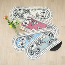 레옹물산특가_[국내산] 더크린 북유럽감성 발매트 제비꽃 타원형 화이트
