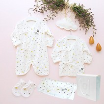 오아이비 마벨 신생아 출산선물세트_저고리+가운+속싸개+손싸개+선물상자