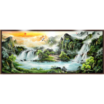 컬러 동양화 산수화 폭포 거실액자 보석십자수 큐빅, 180 x7 0
