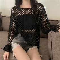 (스웨터 니트)나른 펀칭 니트 자외선 차단 블라우스 코디 니트 탑