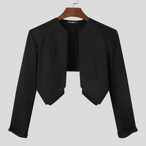 세련된 남성 블레이저 옷깃 원 버튼 솔리드 컬러 롱 슬리브 캐주얼 정장 Streetwear 레저 자르기 코트 S-5XL INCERUN
