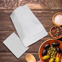 화이트 백색 무광 스탠딩 견과류 지퍼백 19X29+4