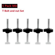 목공 t 트랙 t 슬롯 알루미늄 합금 연귀 트랙 지그 고정 장치 슬롯 t 볼트 슬라이딩 슬라이더 톱 테이블 작업대 diy 도구, 5 팩 t ​​볼트 너트, 600mm