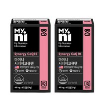 일동 마이니 시너지 코큐텐 코엔자임Q10 CoQ10 큐텐 코앤자임큐텐 유비퀴놀 미국산 고순도 고함량 자연발효 항산화 혈압건강 영양제 정품, 2박스, 60캡슐