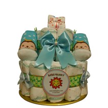 기저귀케이크2단 베베슈 하기스기저귀28개+양말+무형광손수건 포함 완성품, 남아용_2단계_백일이전용