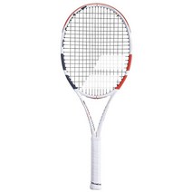 바볼랏Babolat Pure Strike 100 테니스 라켓 - 16g 화이트 Babolat Syn Gut 미드 레인지 텐션 (12.4cm(4 3/8인치) 그립) 307073, 4 3/8