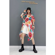 봄 가을 여성 프린트 쉬폰 셔츠 롱 원피스 나들이 코디 중년 디자인 휴가 긴팔 루즈핏 빅사이즈 캐주얼