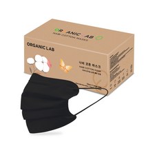 오가닉랩 나비 코튼 마스크 (덴탈형+새부리형=나비형), 블랙, 1개, 30매입
