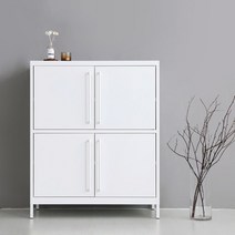 마켓비 PIDOR 캐비넷 4문 수납장 9131110, 라이트그레이