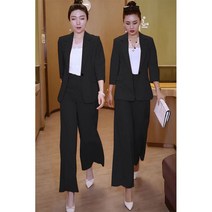 여성 이력서사진옷 면접 정장 자켓 두 조각 여성 정장 여름 캐주얼 한 기질 자켓과 바지 사무실 패션 오렌지 살구 검은